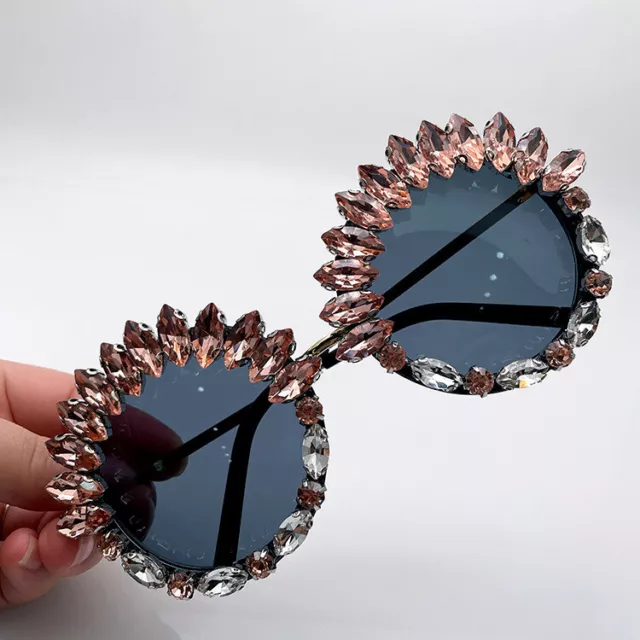 Round Sunglasses Bling Colorful Rhinestone Personalized For Party Prom J
