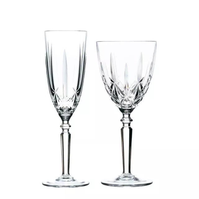 RCR Crystal 12 Piece Orchestra Stemware Set Cut Glass Wine Champagne Glasses