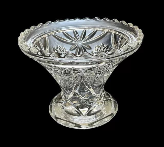 Vintage Anchor Hocking Prescut Star Of David 4.5” Punch Bowl Stand Scalloped Rim