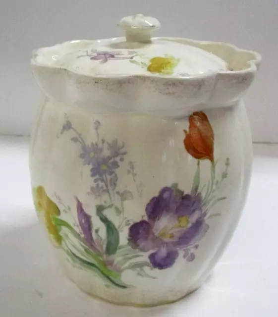 Vintage Bonn Germany Floral Biscuit Jar Cookie Jar