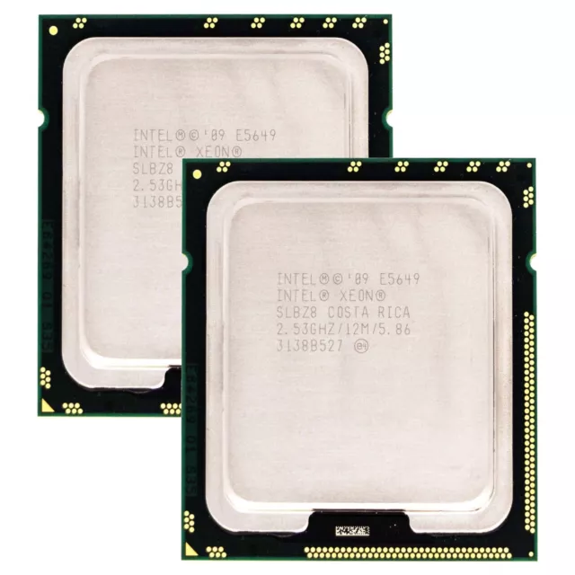 2x Intel Xeon E5649 Processor 6-Core 12-Threads 2.53GHz 12MB SLBZ8 LGA1366 CPU