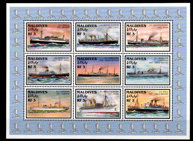 Malediven 2841-2849 postfrisch Kleinbogen Schifffahrt #GW166