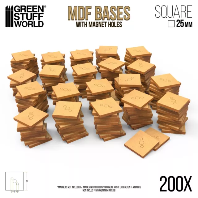 Set 200x MDF Bases - QUADRAT 25mm Dioramen Miniatur warhammer 40k wargames