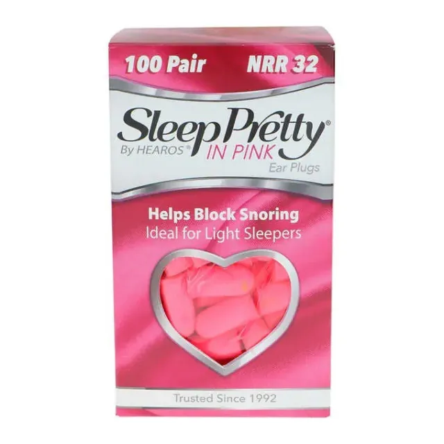 Hearos Sleep Pretty In Pink Earplugs 100pk NRR 32 Helps Block Snoring