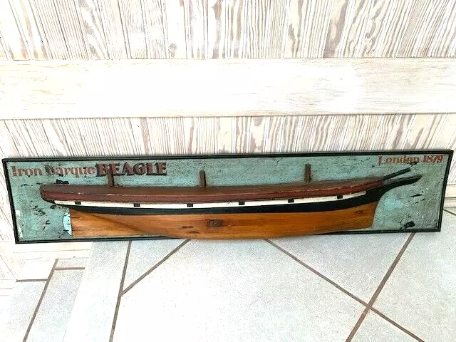 Antique Half Hull Ship Model Beagle Iron Barque - 19th c