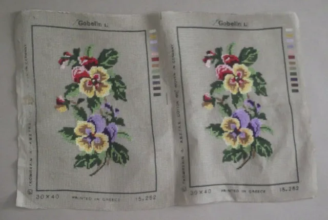 GOBELIN L "FLOWERS" DOUBLE Needlepoint Tapestry Cross Stitch Canvas Greece RARE