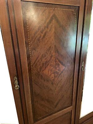 Wardrobe. Victorian, mahogany, triple with double mirror 3
