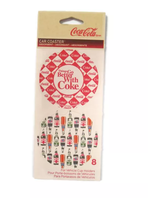 Coca-Cola  Car Coasters Set of 8 Cupholder Sized Coasters Retro Ad Themes