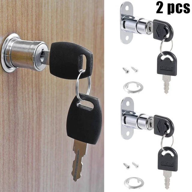 Lot de 2 serrures de boîte aux lettres de 16 mm, serrure d'armoire avec