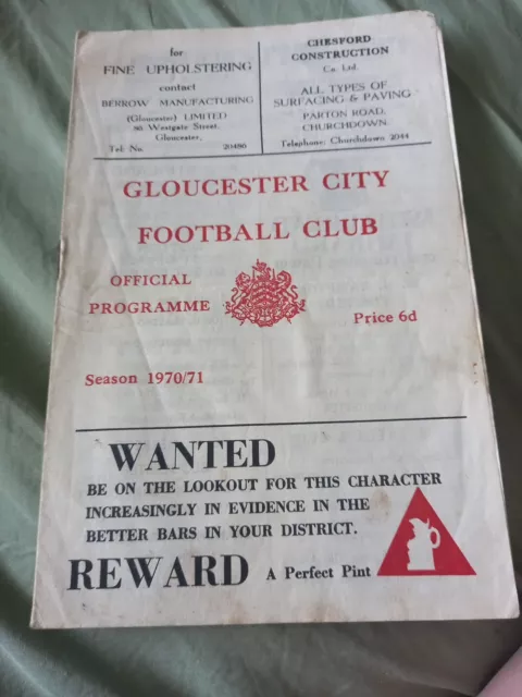 Gloucester City Football Programme V Abergavenny  1970/71 F A Trophy