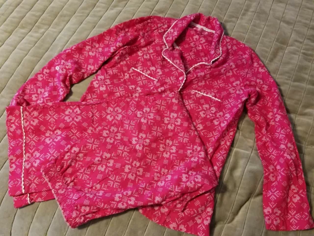 Victorias Secret Pajama Set Size M Pink White 2 Piece Flannel Pjs