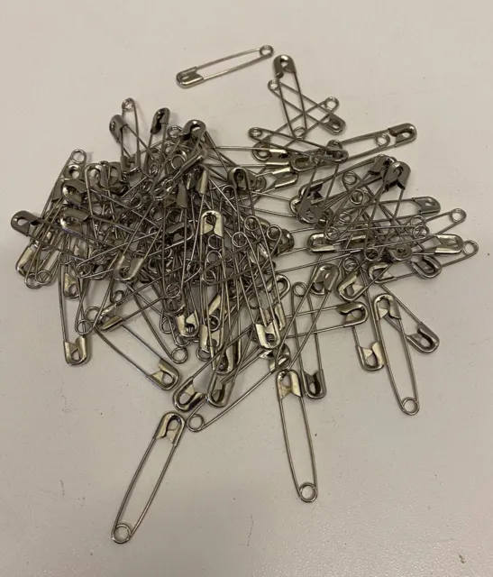 100 x 37mm Nickel Plated Steel Safety Pins Hemming Craft Dressmaking UK Made