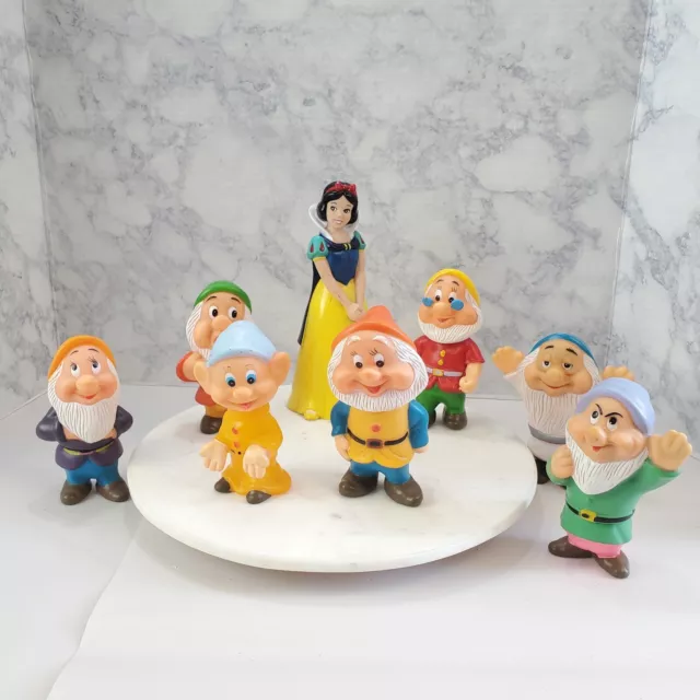 VINTAGE DISNEY SNOW White Seven Dwarfs Lot Rubber Squeaky