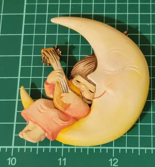 Vtg ANRI Italy Girl w/Mandolin "Little Dipper" moon Christmas Ornament Ferrandiz