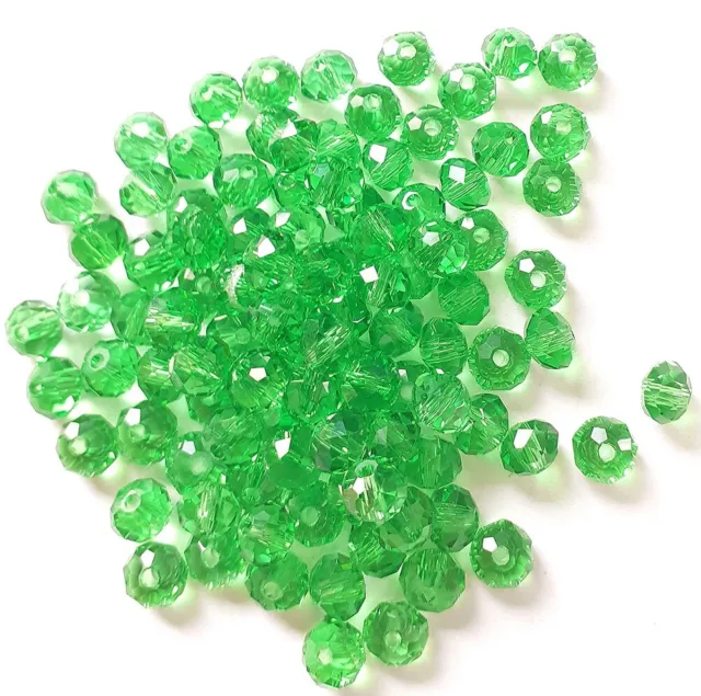 Perle en cristal facette vert forme bohème, cristal bohème facette perle