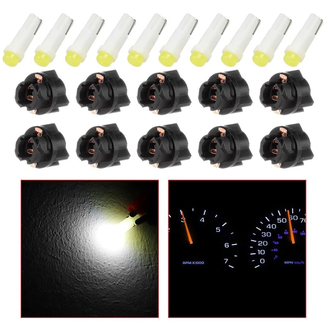 10x T5 LED White Twist Socket Instrument Panel Cluster Dash Lights Bulbs 73 74
