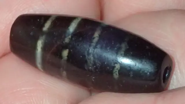 29mm old Tibetan, Tibet worry agate 4 Power Lines Amulet Pendant Bead, #S5950