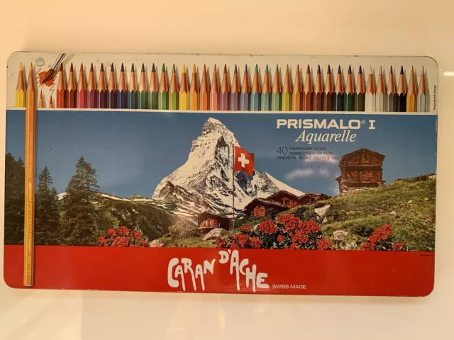 Caran D'Ache Prismalo Aquarelle 40 Water Soluble Coloured Pencils In Tin