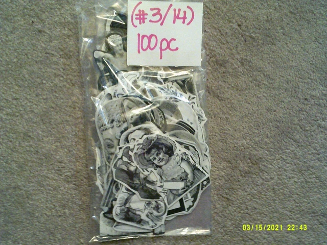 (#3/14) Lote de 100 piezas De Colección Papel EPHMERA ARTESANÍA Libro de recortes ARTE Collage
