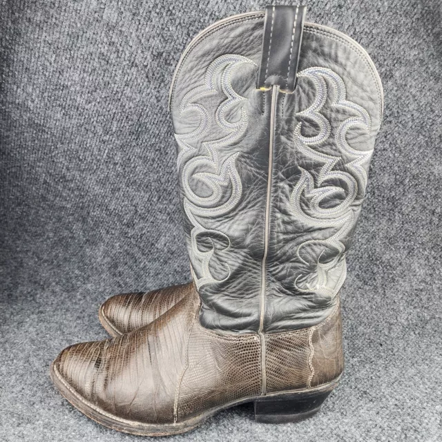 NOCONA BOOTS MENS 11 EE Wide Gray Lizard Skin Western Cowboy USA Made ...
