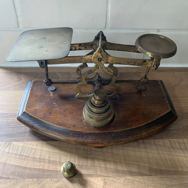 ANTIQUE BRASS GPO Post Office Letter Scales with Weights EUR 20,85 PicClick IT