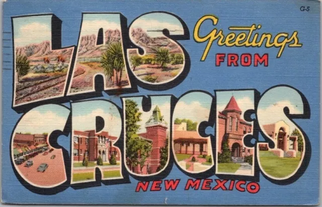 LAS CRUCES, New Mexico Large Letter Postcard / Curteich Linen 1942 Cancel