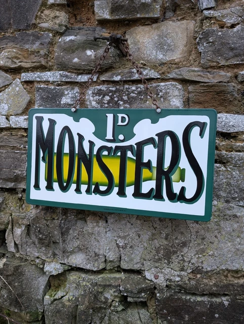 MONSTERS ENAMEL SIGN Double Sided One Penny Sign Drink Sign 1D Monsters 