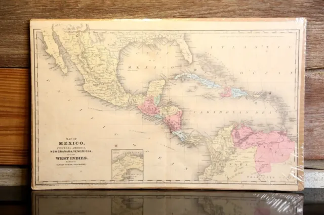 Vintage 1853 Atlas Book Map Antique Original MEXICO School Geography Lands