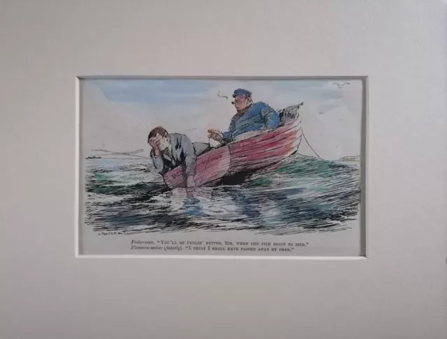 Wood Engraving Hand Coloured - 1921 - Fishing - L. Raven-Hill - Punch Magazine