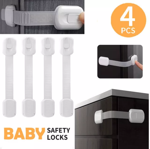 4 X Baby Kids Child Safety Locks Proof Cabinet Drawer Fridge Pet Cupboard Door