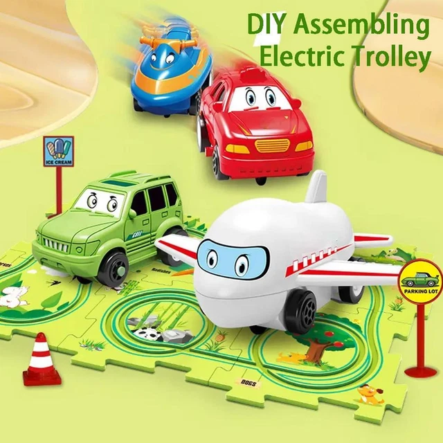 DIY Assembling Electric Trolley,Children's Educational PlaySet~ Car Track