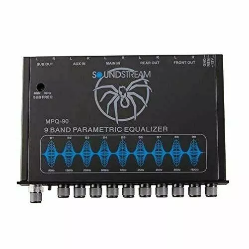 Soundstream MPQ-90 1/2-DIN Auto Audio 9-Band Grafik Equalizer Subwoofer Control 3