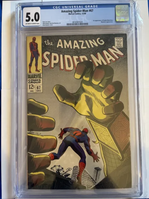 AMAZING SPIDER-MAN # 67 - 1st Randy Robertson -OW/W Pages - CGC 5.0 🔥 🔑 🔥