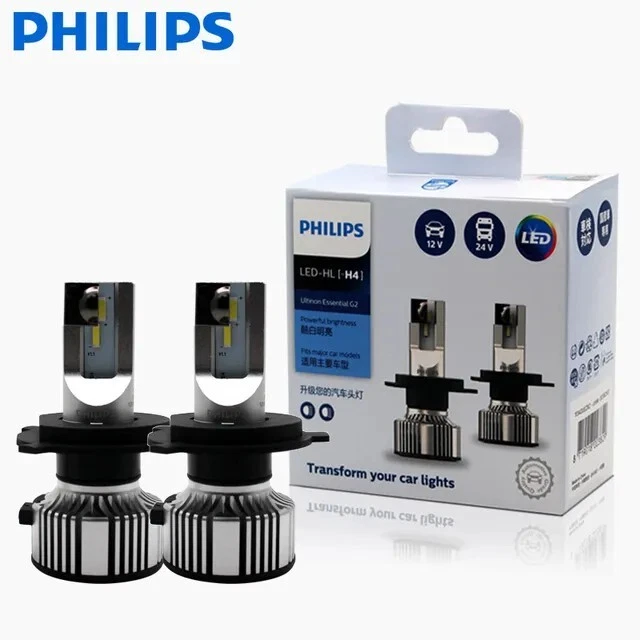 PHILIPS ULTINON ESSENTIAL LED 6500K H4 Car Headlight Bulbs (Twin
