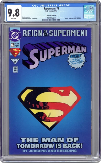 Superman #78B Jurgens Collector's Edition Variant CGC 9.8 1993 4028593012