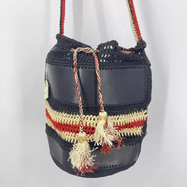 CLEOBELLA Fringe Purse Tasseled Woven Bucket Bag Beaded Handles Boho Western