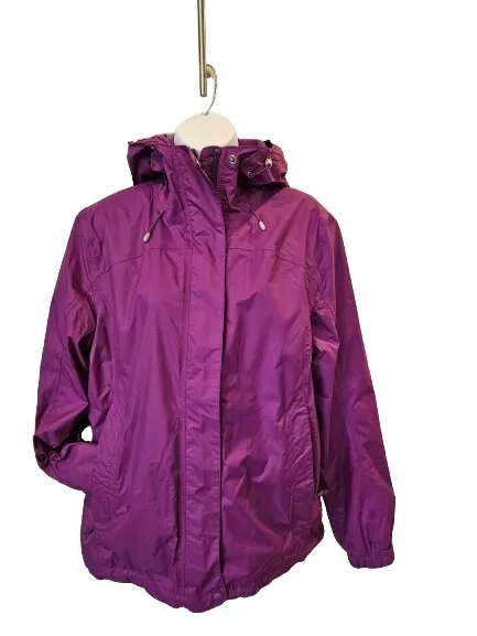 L.L. BEAN LINED Waterproof Purple Hooded Coat Jacket Women’s Size ...