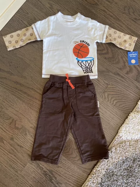 NWT Carter’s Baby Boy Clothes 12 Months 2 Piece Basketball Shirt Pants Set