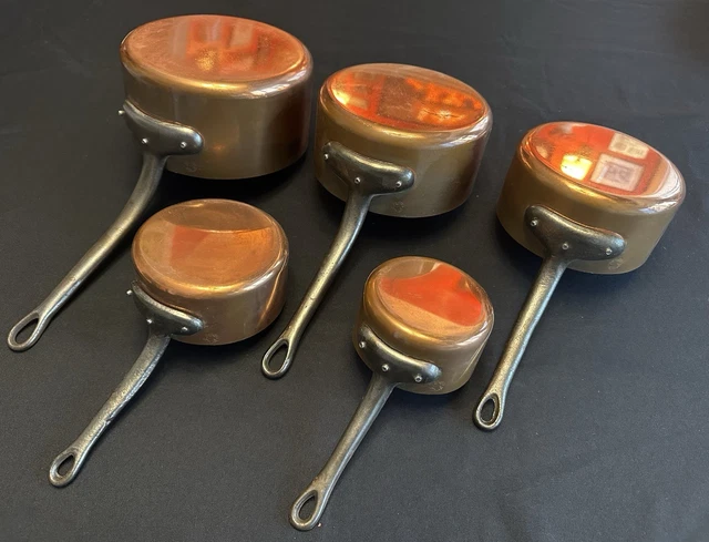 casserole en cuivre miniatures ou dinette 5 casseroles de 9cm à 5cm de diametre vintage | Rakuten