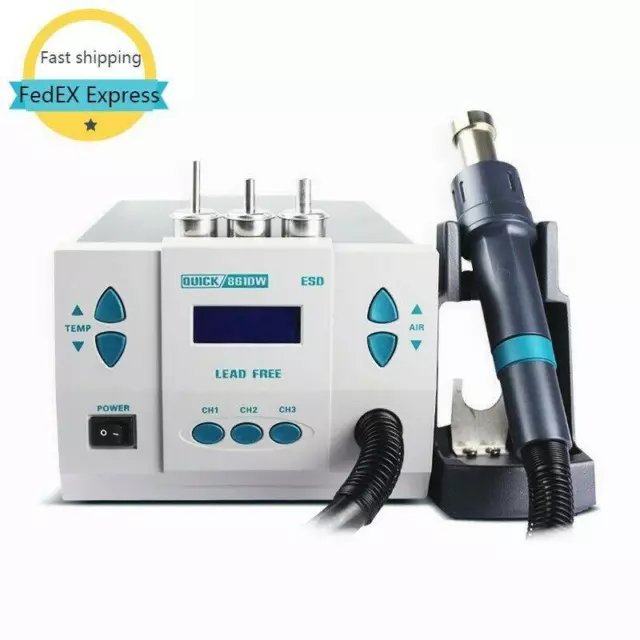 QUICK 861DW 1000W Lead-Free Phone Soldering Hot Air Rework Station Hot Air Gun