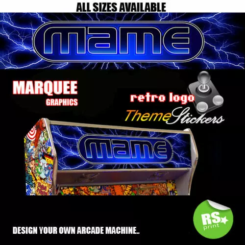 Mame Blue graphic Arcade Artwork Marquee Stickers Graphic / All Sizes