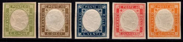 Province Napoletane 1861 Serie Completa 5 V. G.i Mnh** Spl Cert.