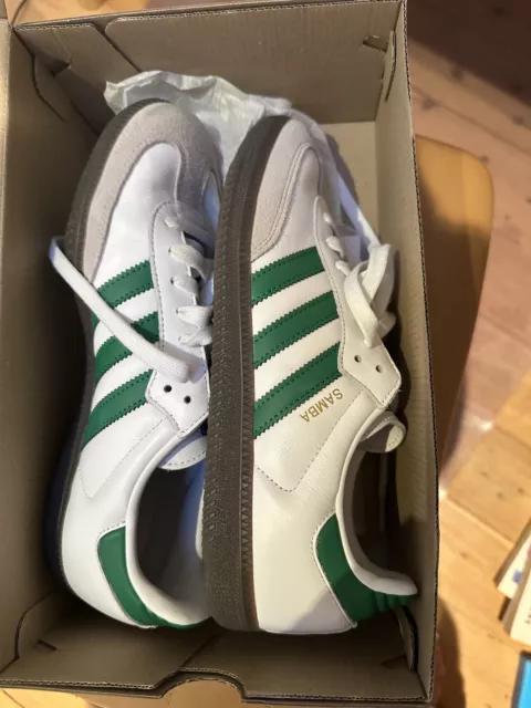 adidas Samba OG Low White With Forest Green Stripes M 8.5 / W 9.5