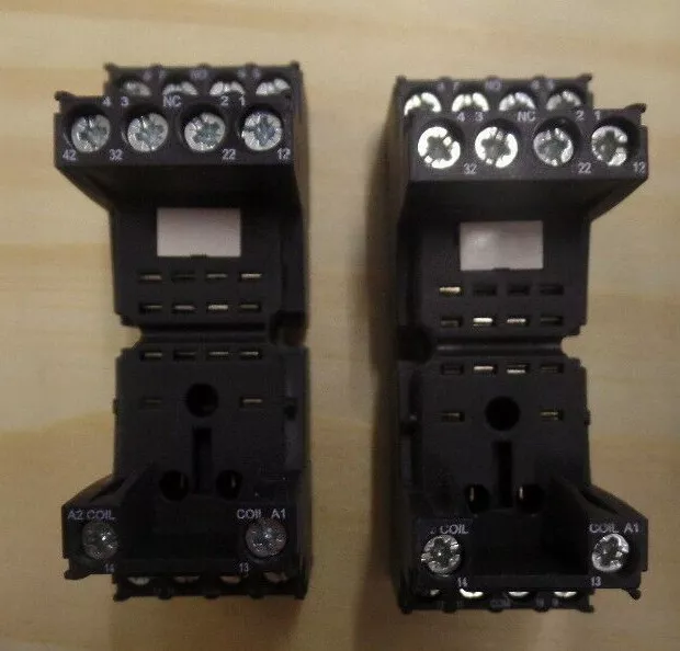 Lot de 2 Embase 4 contacts, Rail DIN, pour Relais R4N, relais T-R4 NOIR 27/04