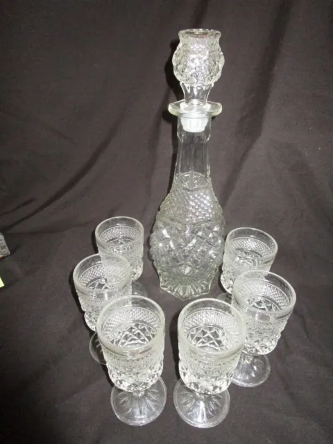 Vintage Wexford Decanter and Six Goblets - Anchor Hocking