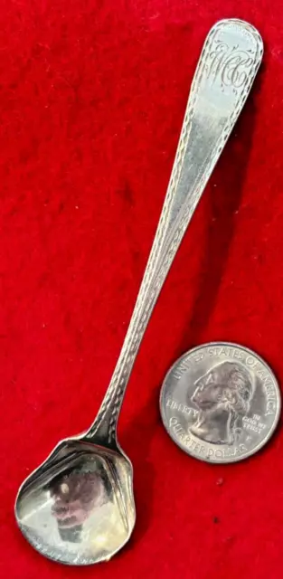 Sterling Silver 4 1/4" Master Salt Spoon - Unidentified Maker - Monogrammed