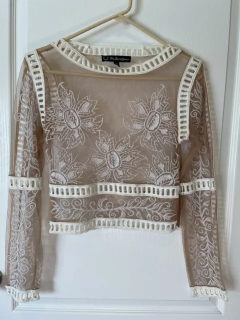 For Love & Lemons Desert Nights Crop Top Size Small White& Nude 2