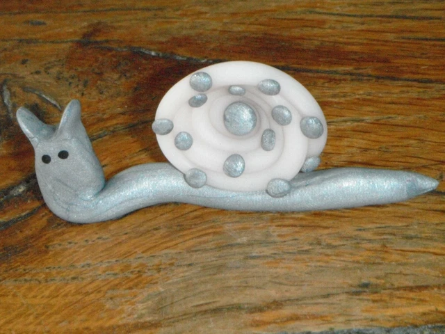 Figurine Magnétique Escargot Avec Coquille Véritable - Fait Main En Fimo - Neuf