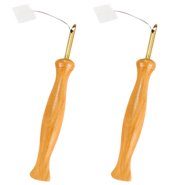 1 Satz 4-teiliger Stanznadel-Einfädlersatz aus Holzgriff Strickstickstift DIY-We