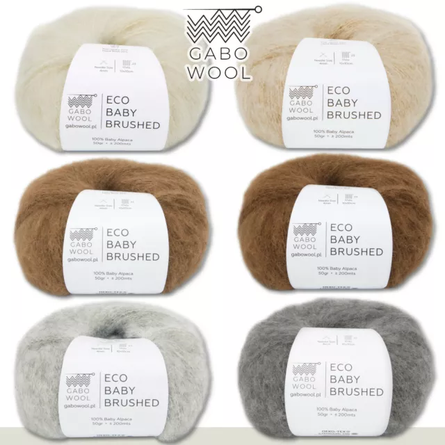 Gabo Wool 50 G Eco Bambino Brushed 100% Bebé Alpaca Spazzolato per Selezione